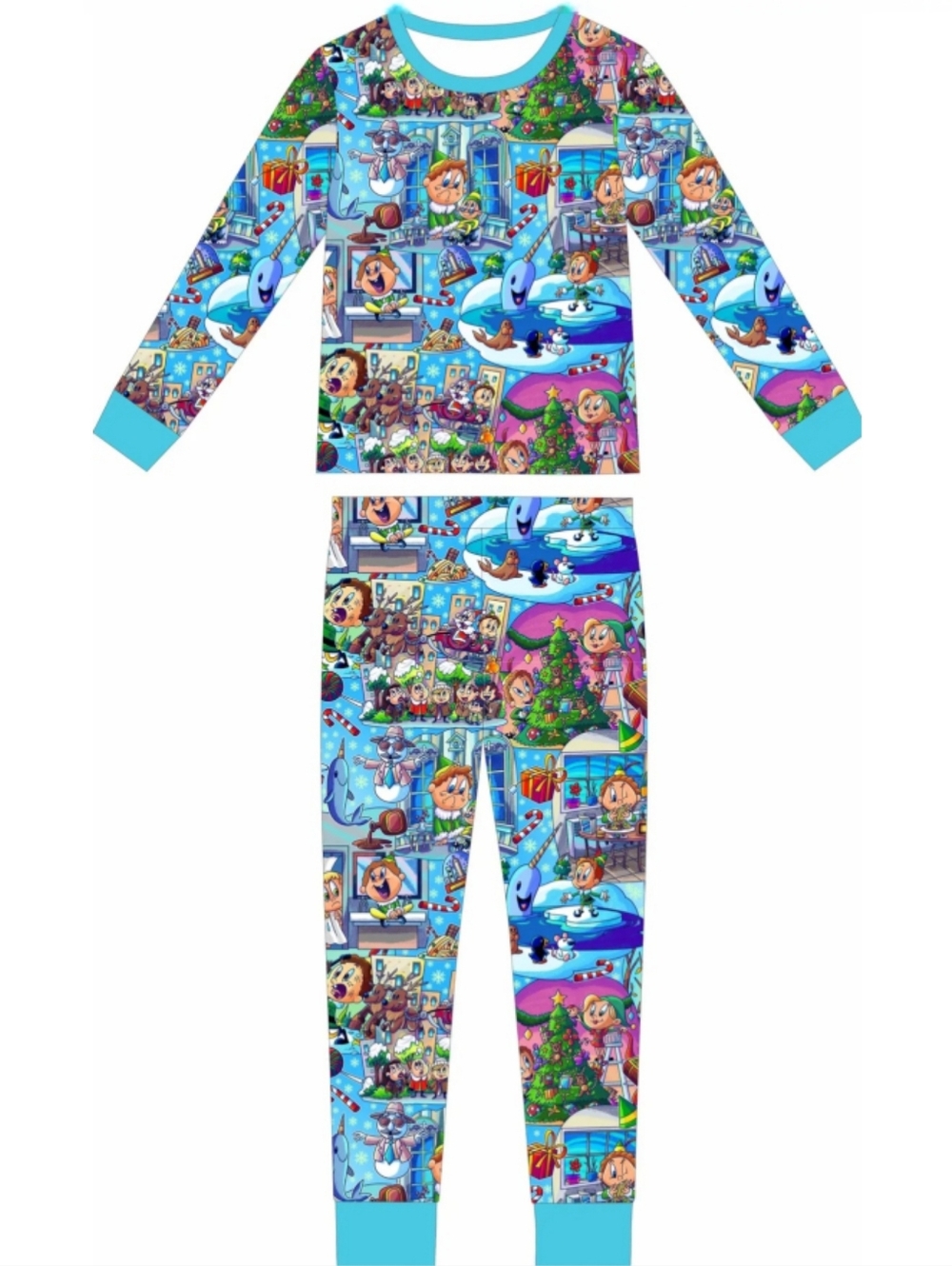 Bay & Shay Bamboo Elf The Movie Long Sleeve & Pants PJ Set Unisex Size 9/10